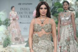 ICW 2023: Bhumi Pednekar Sizzles in a Gold Bralette and Skirt for Varun Bahl's Show