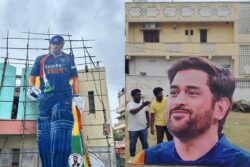 Fans Erect MS Dhoni's Massive 52-Feet Cut-out in Hyderabad Ahead of 42nd Birthday of 'Thala'