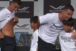 Cristiano Ronaldo Flaunts His Shredded Six-Pack Abs After Adorable Competition With Young Fan | WATCH