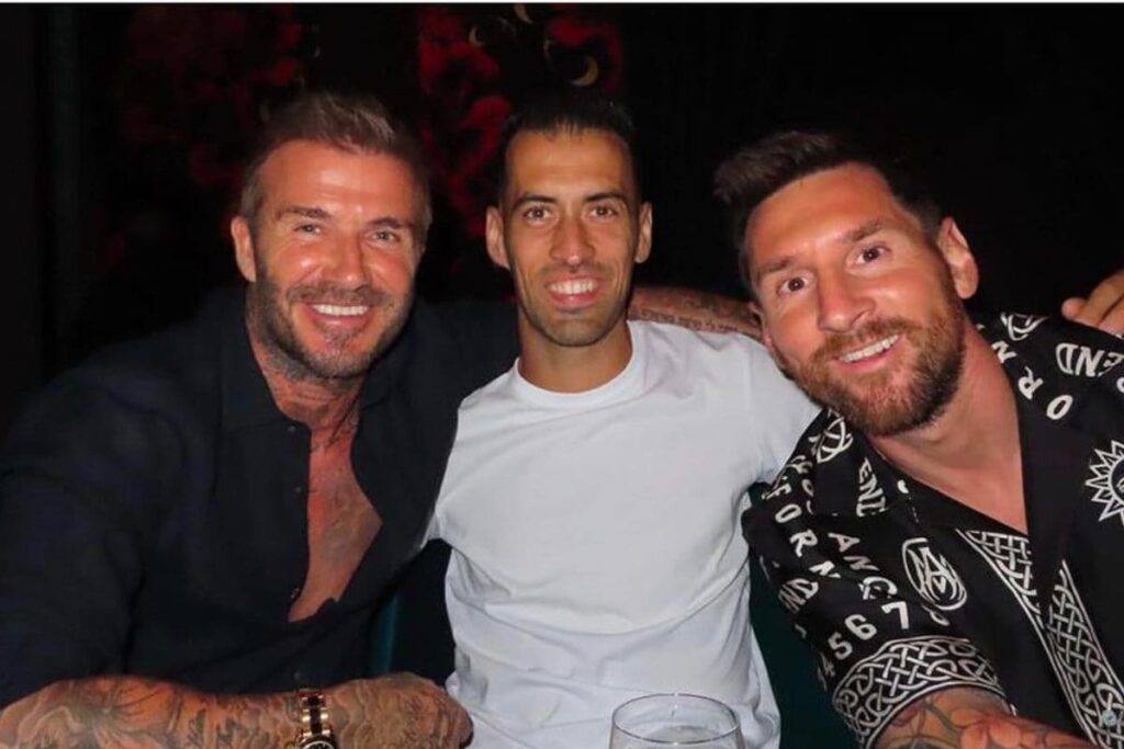 Lionel Messi, Sergio Busquets Join David and Victoria Beckham For Dinner at Miami's Famous 'Gekko'