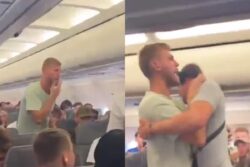 Watch: Passengers Tackle Down Disruptive Man Trying To Open Plane Door