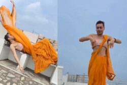Man, Dressed In Saree, Gives A Killer Performance On Tip Tip Barsa Paani
