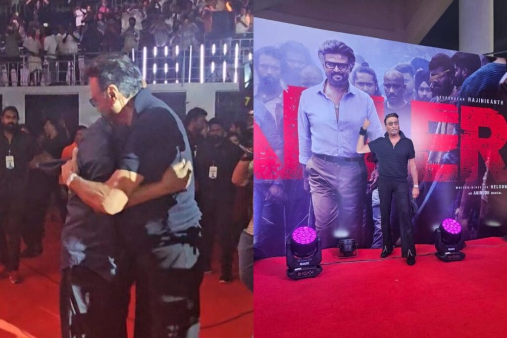 Superstar Rajinikanth Hugs Jackie Shroff At Jailer Audio Launch; Check Photos