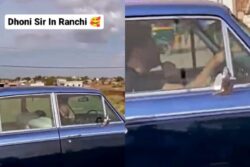 Watch: MS Dhoni Spotted Driving a Vintage Luxury Car in Ranchi; Video Goes Viral