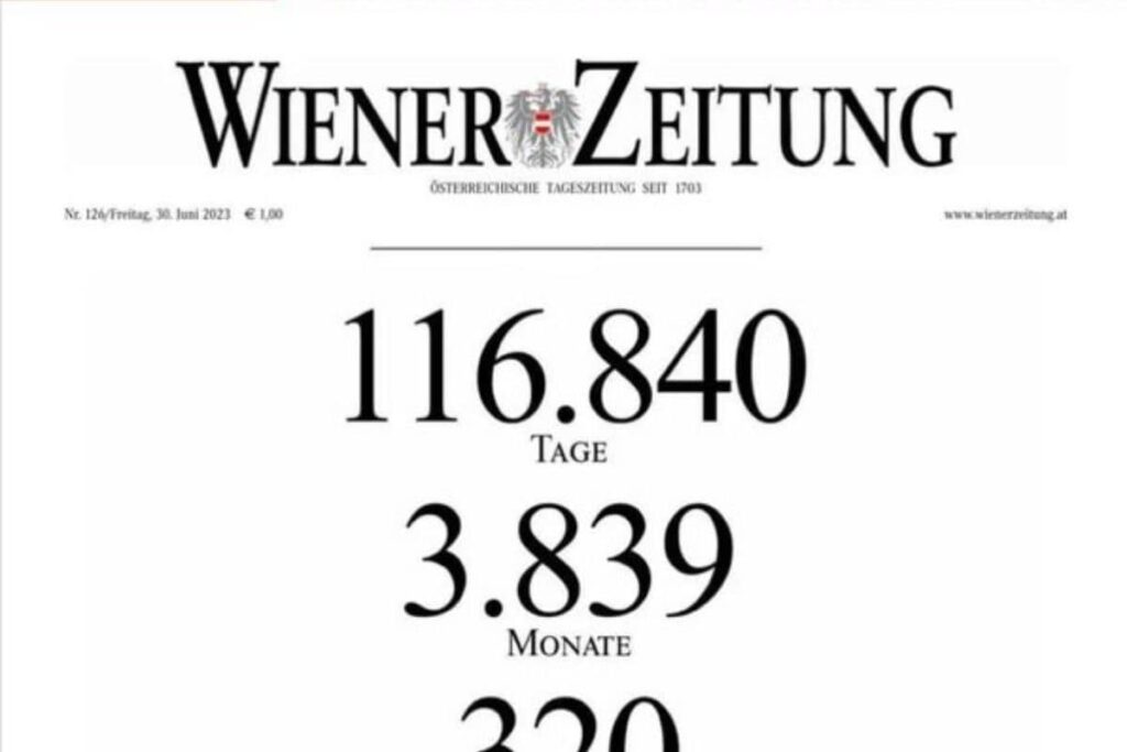 300-year-old Newspaper 'Wiener Zeitung' Ends Daily Print Edition, Internet Dejected