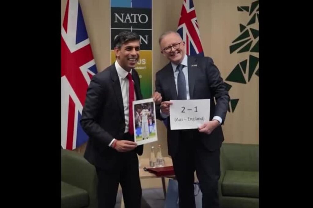 VIDEO: Rishi Sunak, Albanese Bring England-Australia Ashes Banter to NATO Summit