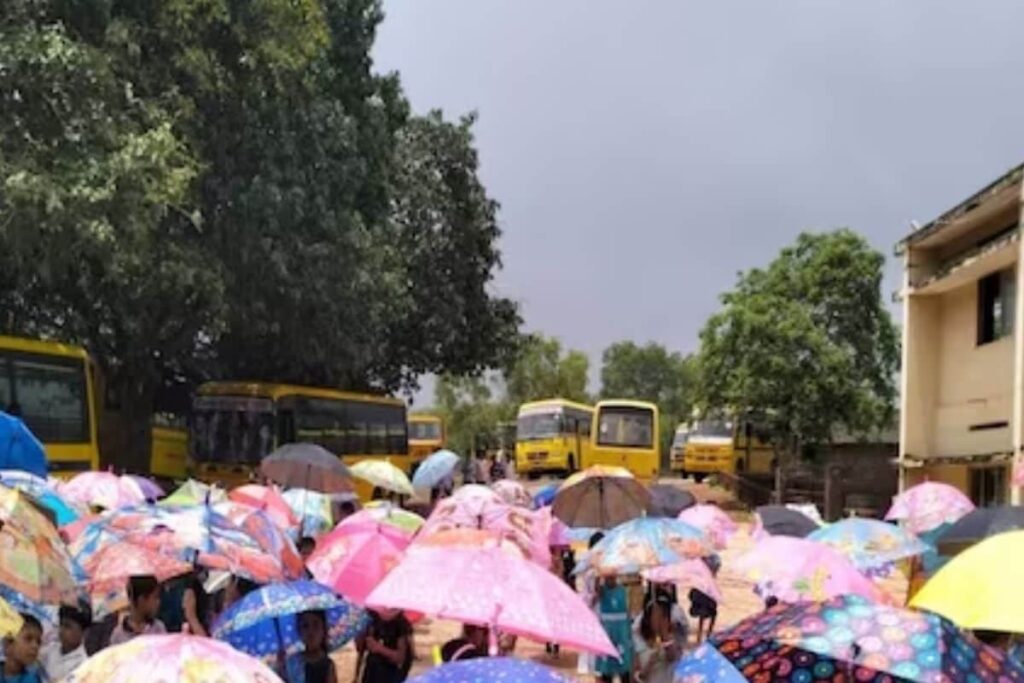 Karnataka School Makes Children Celebrate Rain With Colourful Umbrellas, Paper Boats