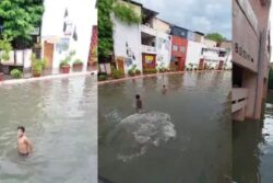 Heavy Rainfall Turns Gurugram Court Into A Swimming Pool