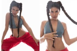 Jacqueline Fernandez Flaunts Her Street Style With Denim Bralette And Ripped Pants