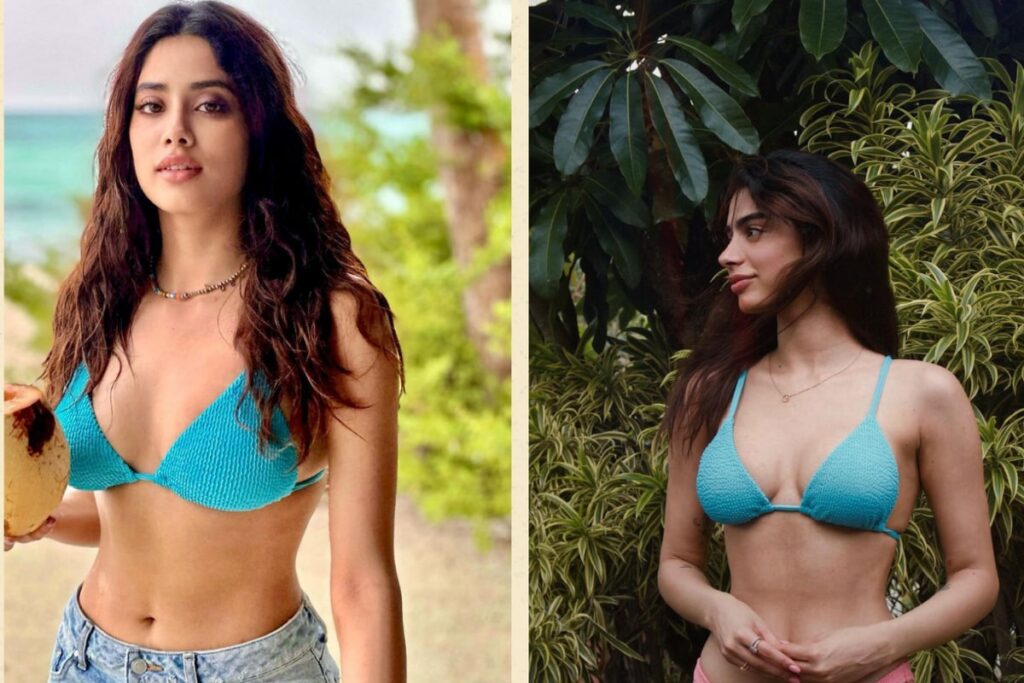 Janhvi Kapoor and Khushi Kapoor Set The Internet On Fire in the Same Aqua Bikini Top