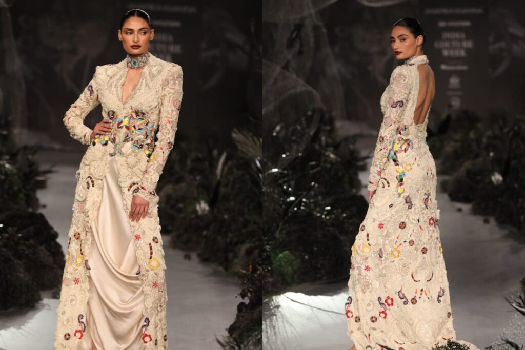 Athiya Shetty Looks Beautiful In Anamika Khanna's Embroidered Couture Ensemble