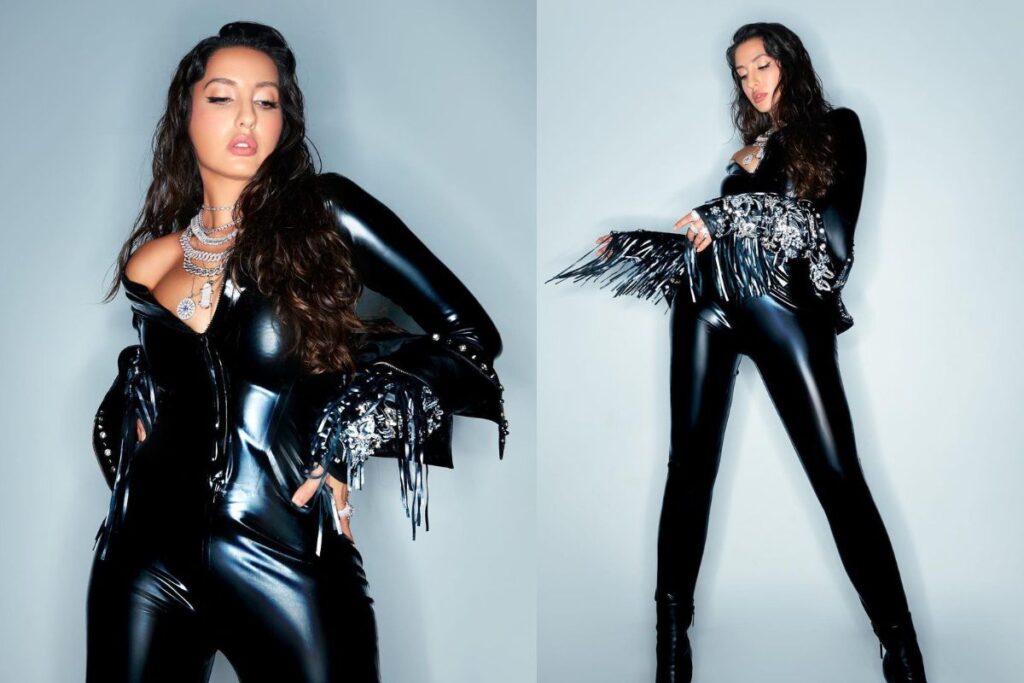 Nora Fatehi Looks Unbelievably Sexy in a Latex Catsuit and Amaze Jewels; See Photos