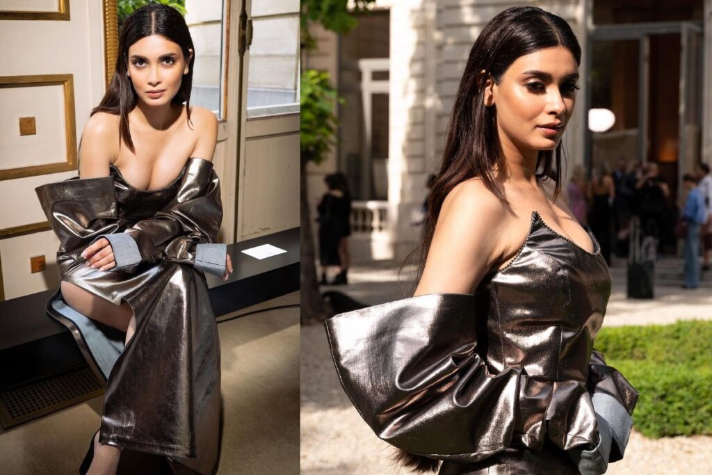 Diana Penty Exudes Utter Beauty in a Metallic Gown With Plunge Neck and High-Slit