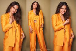 Kajol Exudes Glamour in a Gorgeous Tangerine Pantsuit for ‘The Trial’ Promotions