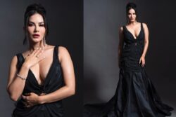 Hot! Sunny Leone Dazzles in a Sultry Black Plunge-Neck Gown in Latest Pictures