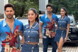 Janhvi Kapoor Looks Chic In All Denim Outfit, Varun Opts For Casuals As They Promote Bawaal; Watch