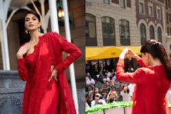 Jacqueline Fernandez Looks Regal In Red Saree, Shares Glimpse From India Day Parade In New York