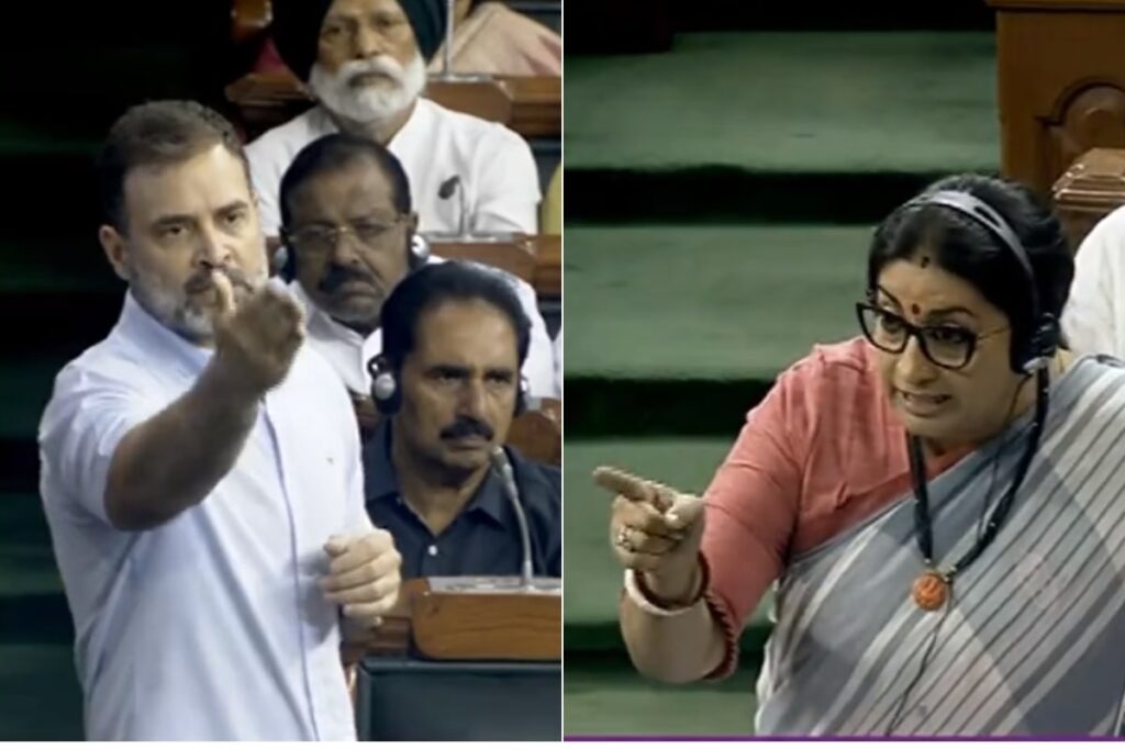 'Only a Misogynistic Man Could...': Smriti Irani Tears into Rahul Gandhi For 'Undignified Conduct' in Parliament