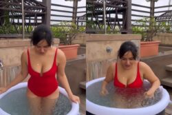 Sexy! Neha Sharma Looks Hot In Red Monokini As She Takes Dip In Ice Water; Watch