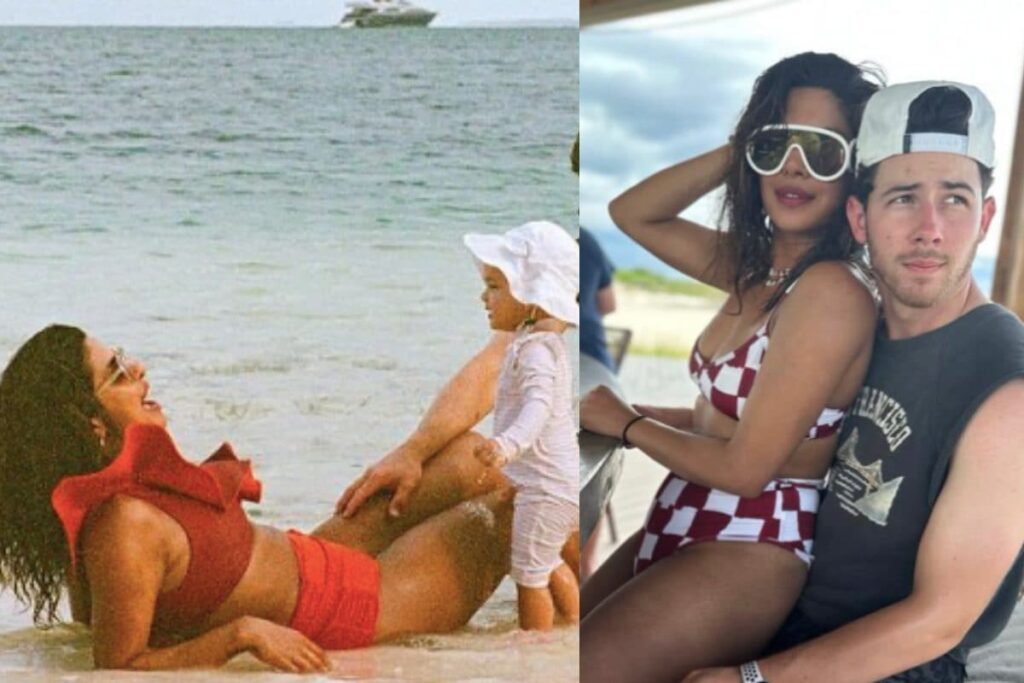 Priyanka Chopra Sports Bikini, Sits On Nick Jonas' Lap; Hits The Beach With Daughter In Unseen Pics