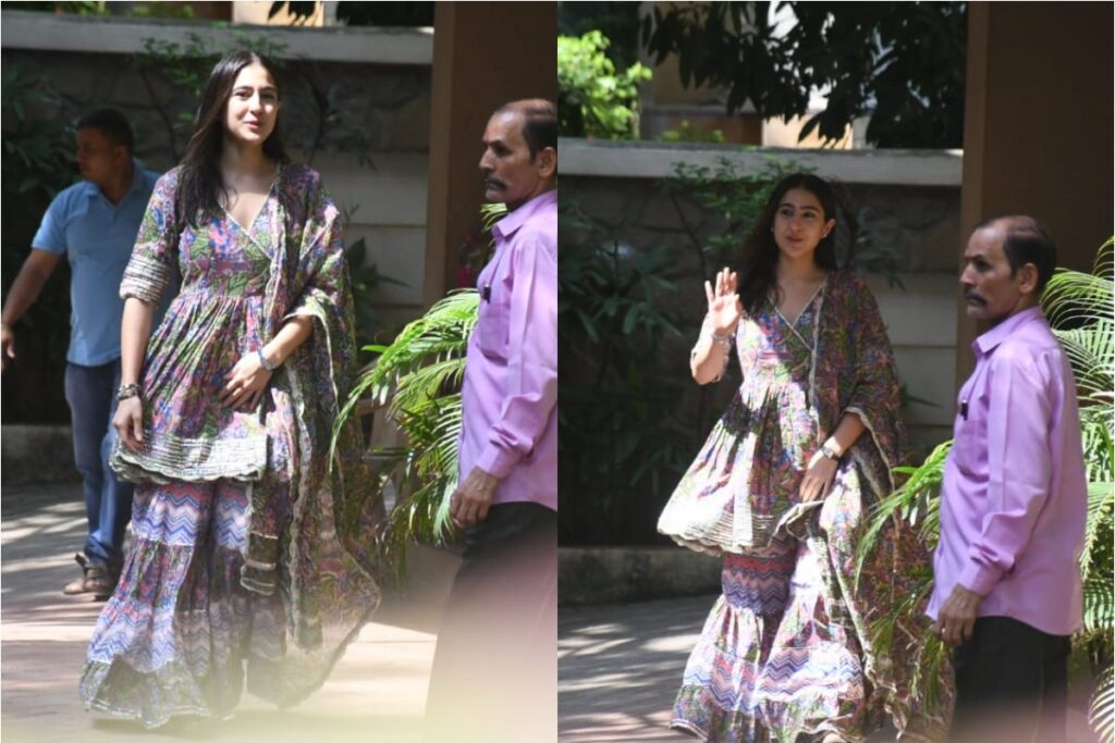 Sara Ali Khan Looks Ethereal In Ethnic Wear, Gets Papped Outside Saif Ali Khan’s Residence; Check Photos