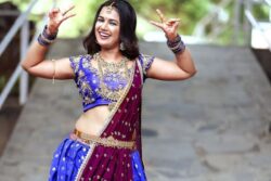Bigg Boss Telugu Fame Ariyana Glory Slays Traditional Look In Blue Lehenga