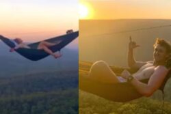 Watch: Australian Sibling Duo Relax In A Hammock 70 Feet Above The Surface