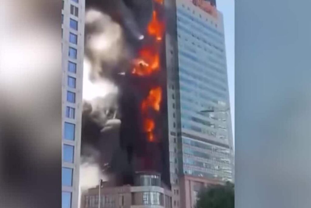 China: Huge Fire Breaks Out at Office Building in Tianjin