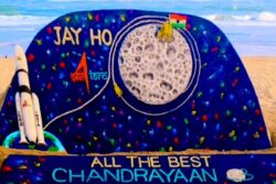 Puducherry Students Create Massive Sand Sculpture To Celebrate Chandrayaan-3’s Success