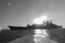 WATCH: Ukrainian Drone Hits Russian Ship in Black Sea in the Dead of the Night