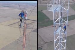 World's Most Dangerous Job? This Man Climbs A 1500 Feet Tower Just To Change A Bulb