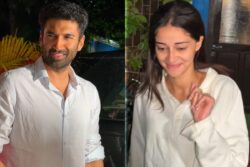 Ananya Panday Blushes Hard As She Gets Clicked Twining With Aditya Roy Kapur In White; Watch Video
