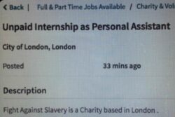 This Charity 'Fighting Slavery' Wants Interns To Work For Free