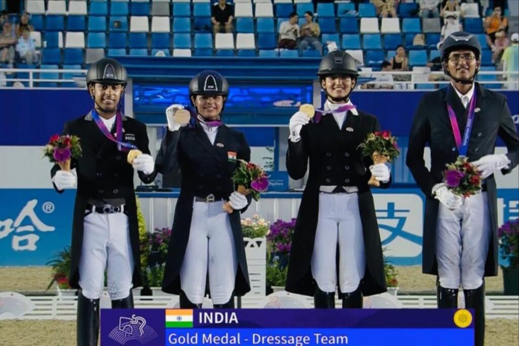 India at Asian Games Day 3: Equestrian Team Clinches Historic Gold in Dressage; Sailers Neha Thakur, Eabad Ali Also Shine