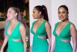 Sexy! Nushrratt Bharuccha Flaunts Her Curves In A Body Con Dress With A Plunging Neckline, WATCH