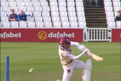 WATCH: Batter Gets His Bat Broken And Hits the Stumps But is Saved by a No-Ball in County Cricket