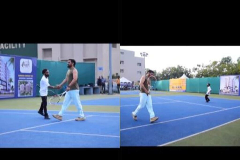 WATCH: Retired from International Cricket, MS Dhoni Shows His ‘Magic’ On Tennis Court
