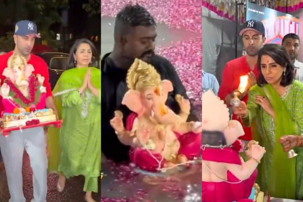 Ranbir Kapoor Carries Bappa In Arms, Performs Aarti With Mom Neetu Kapoor At Visarjan; Watch