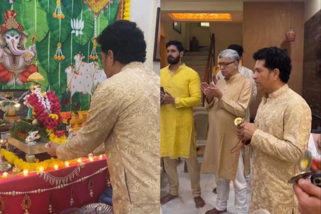 Sachin Tendulkar Performs Aarti, Wishes Fans on Ganesh Chaturthi: WATCH