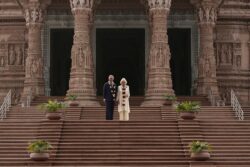 British PM Rishi Sunak Visits Delhi's Akshardham Temple Amid Tight Security