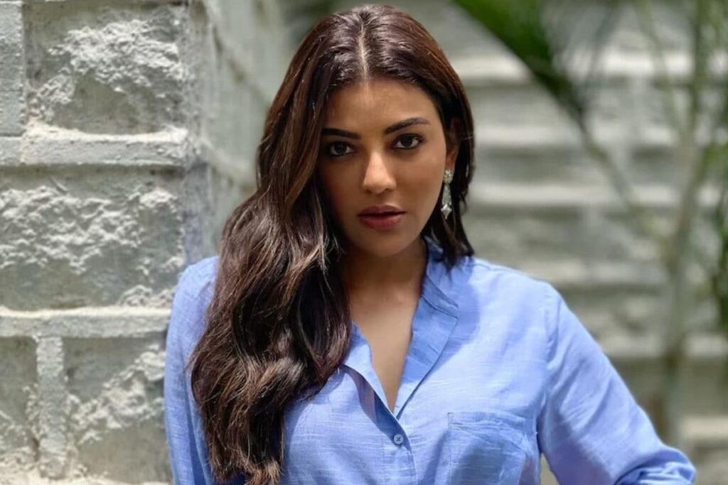 Kajal Aggarwal Is All Classy In Simple Blue Shirt And Minimal Makeup