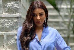 Kajal Aggarwal Is All Classy In Simple Blue Shirt And Minimal Makeup