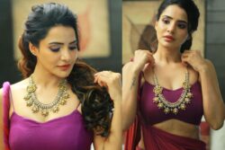 Actress Ashu Reddy Looks Drop-dead Gorgeous In A Plum Saree