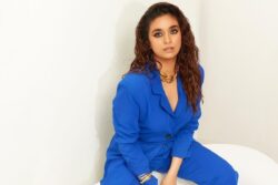 Actress Keerthy Suresh Looks Regal In Blue Co-ord Set With Matching Blazer