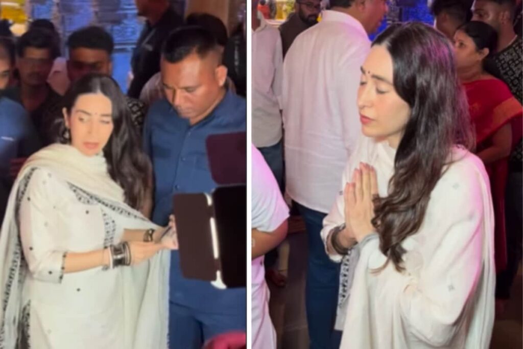 Watch: Karisma Kapoor Steps Out For Ganpati Darshan In Classic White Kurta Set