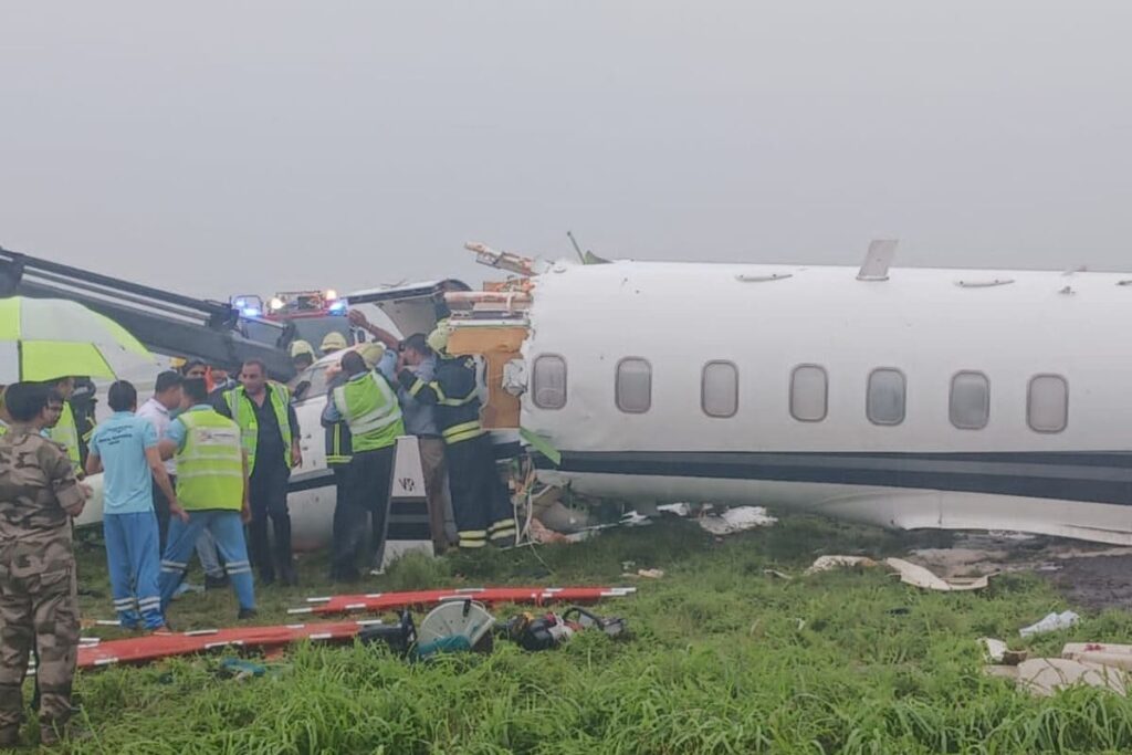 WATCH | Private Jet Veers Off Runway on Landing at Mumbai Airport Amid Heavy Rain, No Casualties Reported