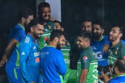 WATCH: Kohli Meets Babar & Co as Both Teams Greet Each Other Generously After Match Called-off