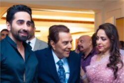 Ayushmann Khurrana Gives Hilarious Take To Photo With Dharmendra And Hema Malini; Says ‘Dharam Paaji Sandwiched…’