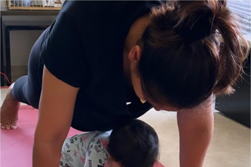 Bipasha Basu Reveals There Is No More Me Time As Daughter Devi Joins Her Workout Session; See Photo