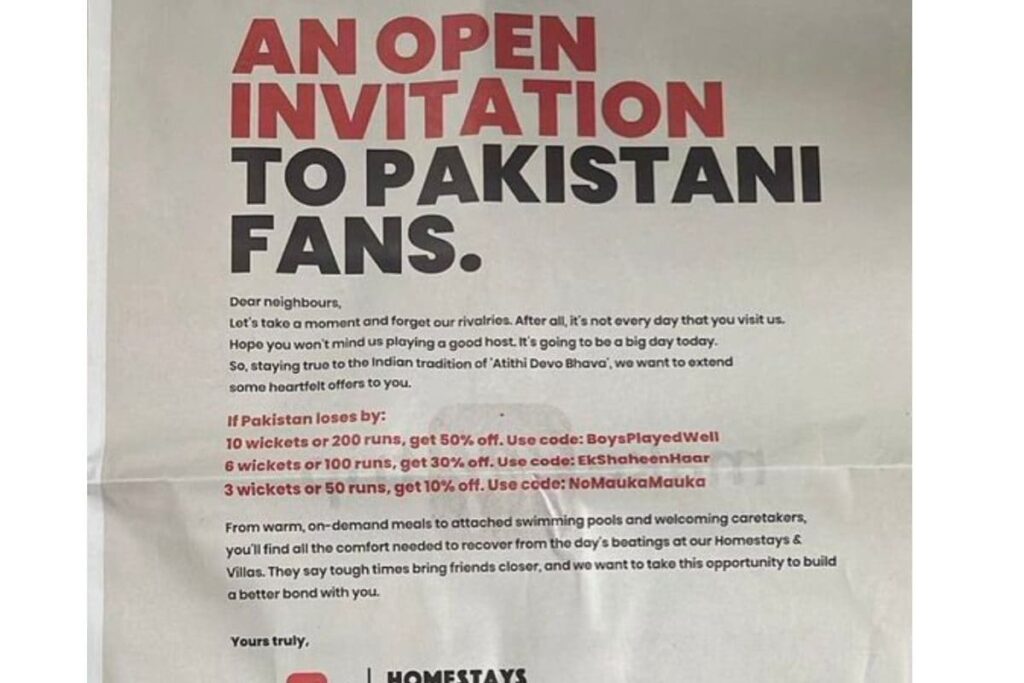 Make My Trip Releases Controversial Ad Offering Discounts if Pakistan Lose to India at World Cup 2023